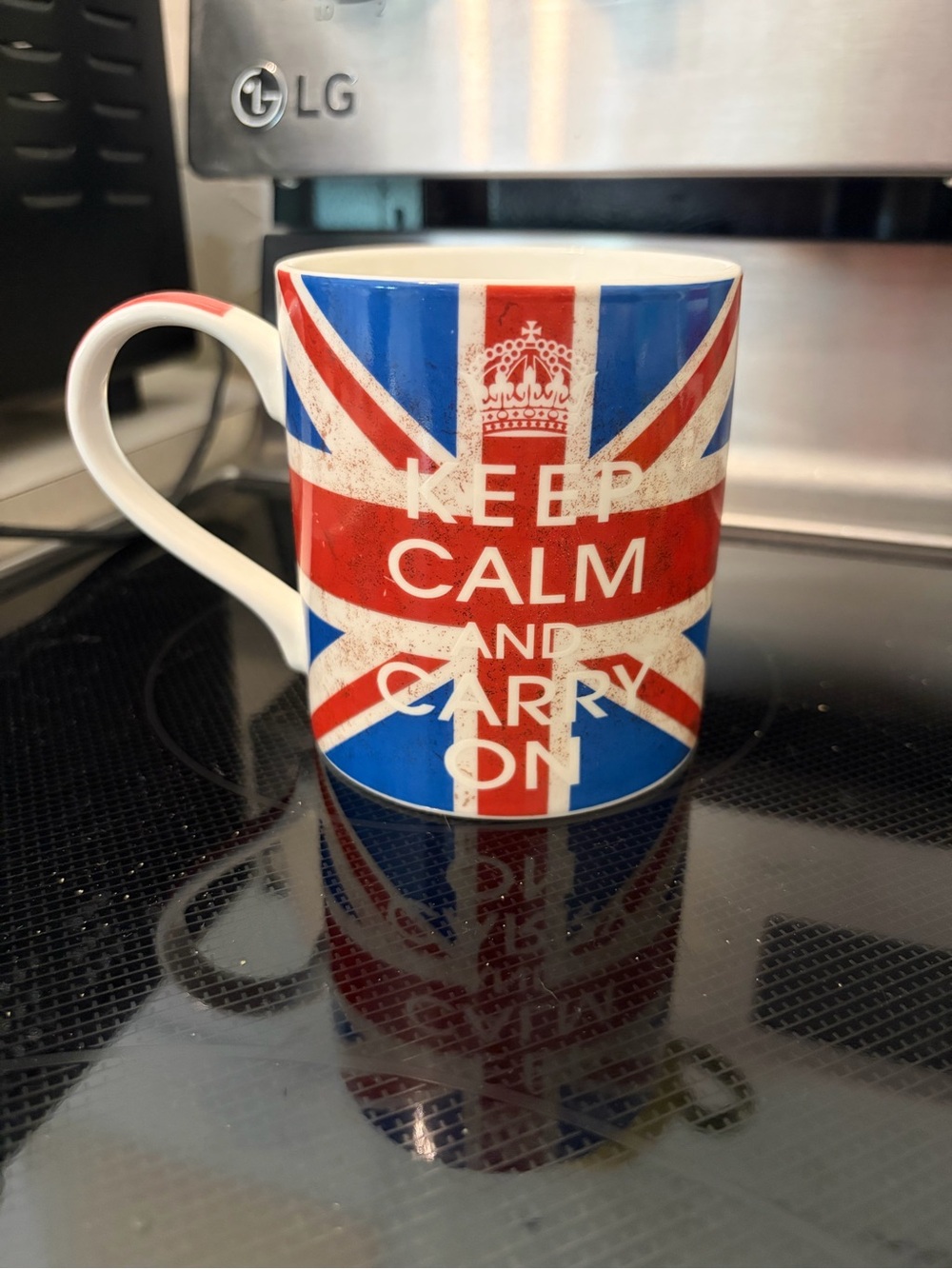 Keep Calm Union Jack Ceramic Mug - White Red Blue